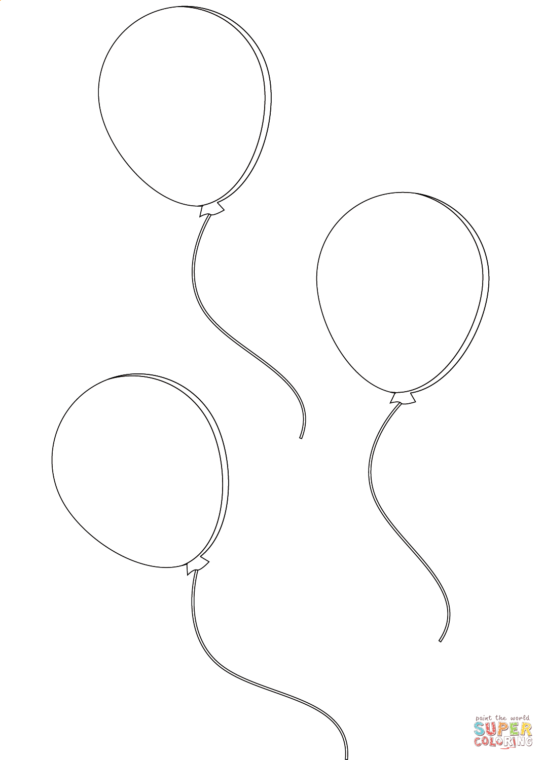 Three balloons coloring page free printable coloring pages