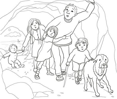 A narrow gloomy cave coloring page from were going on a bear hunt category select from priâ bear coloring pages teddy bear coloring pages coloring pages