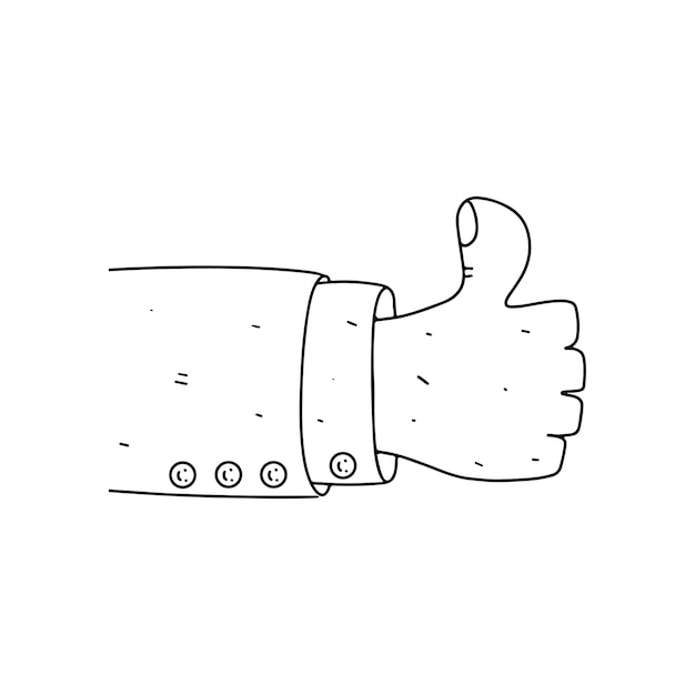 Premium vector thumb up hand drawn doodle style vector illustration isolated on white coloring page