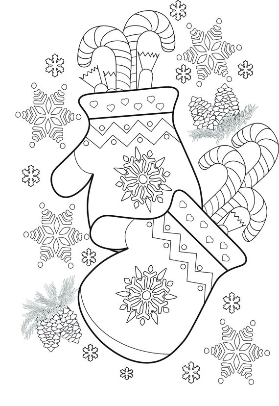Christmas gloves coloring page by makart