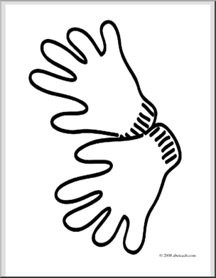 Clip art basic words gloves coloring page i
