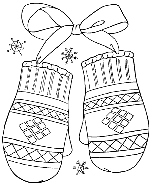 Mittens coloring page sheet gloves