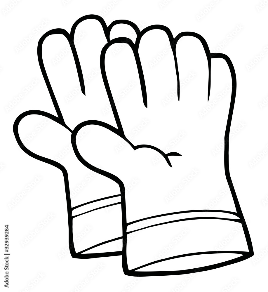 Coloring page outline of a pair of gardening hand gloves vector