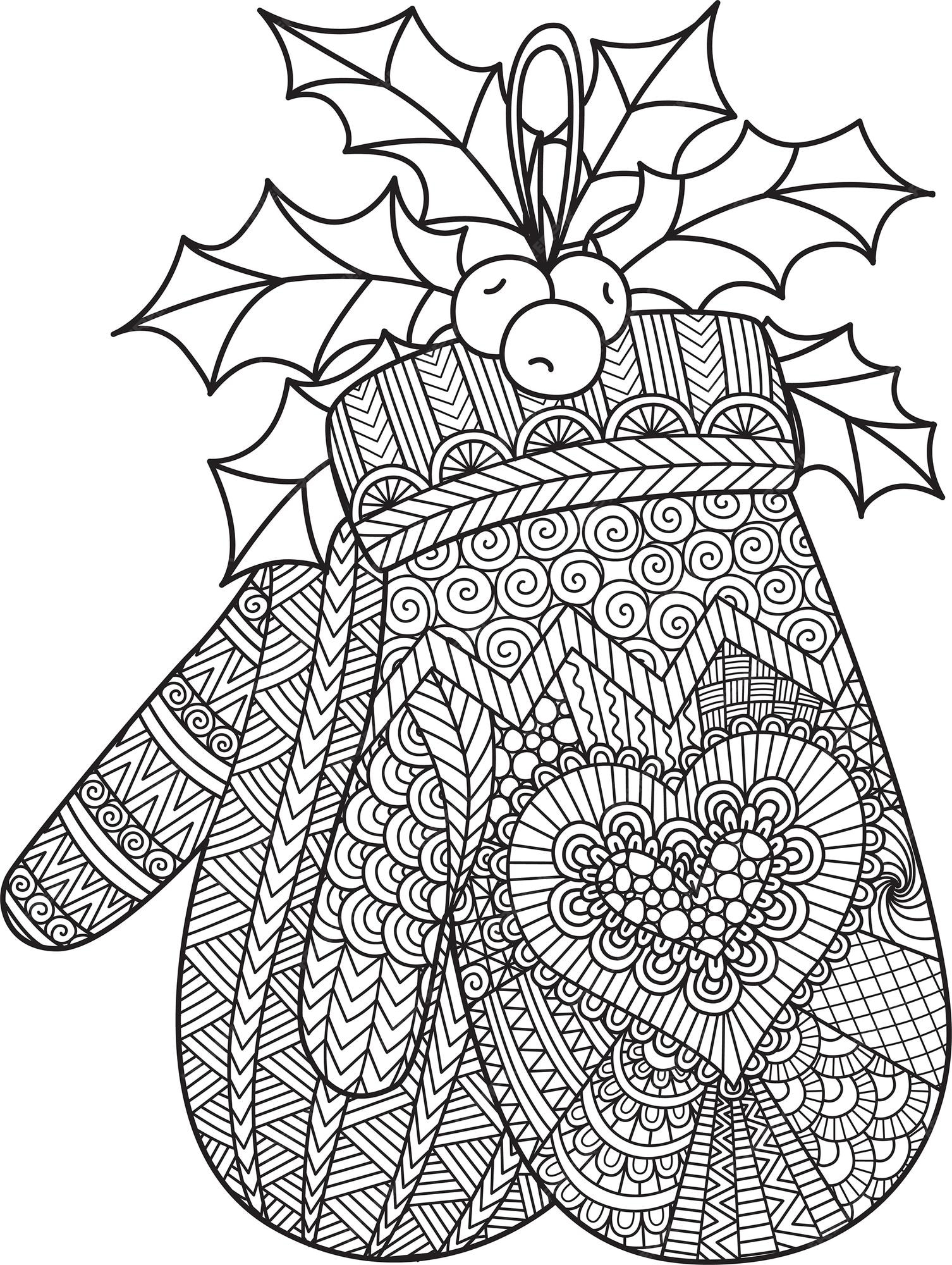 Premium vector line art of hanging christmas glove for coloring book coloring page or print on product illustration