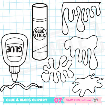 Glue bottles glue sticks and blobs clipart back to school supplies clipart