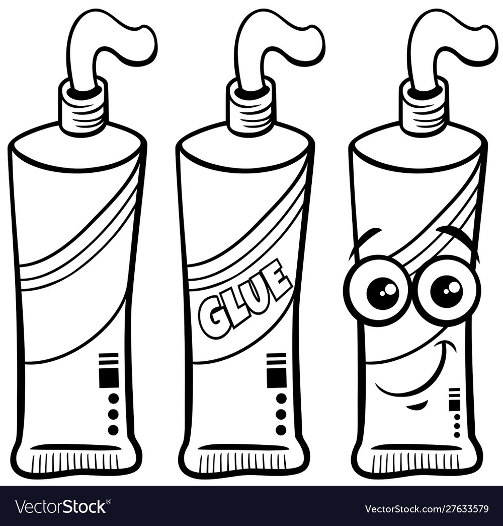 Tube glue character clip art coloring page vector image