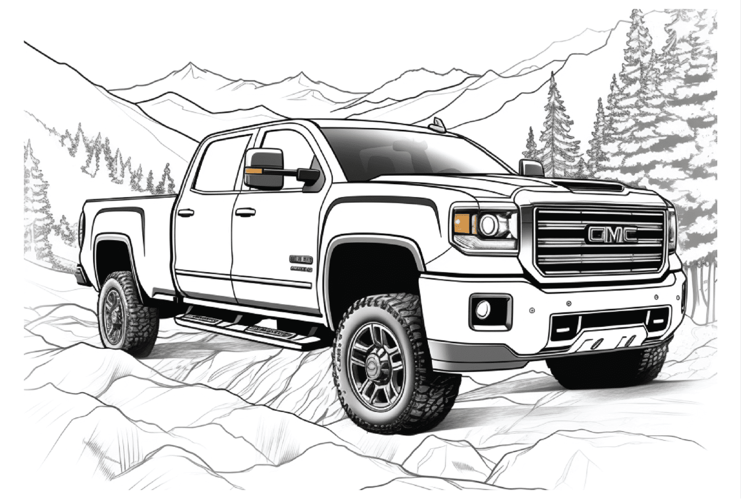 Gmc new sierra hd trucks coloring page