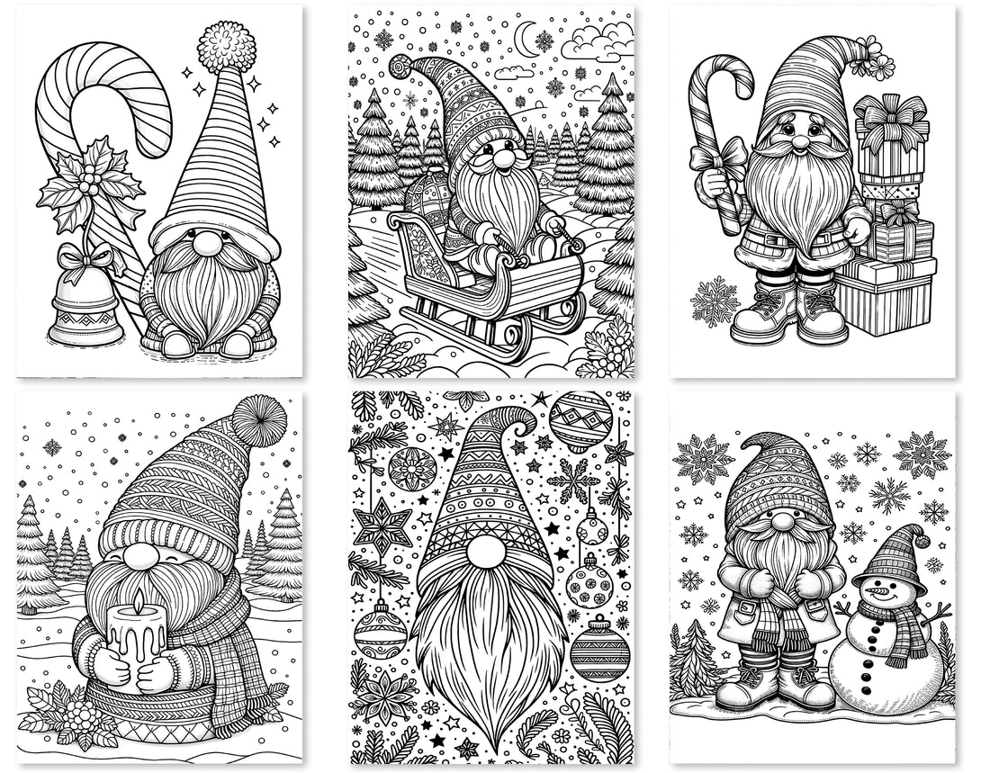 Christmas gnomes coloring pages