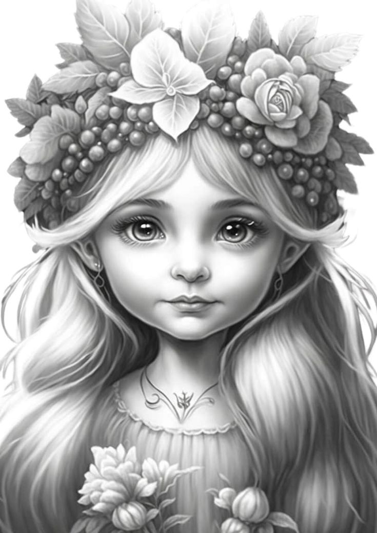 Coloring pages with cute gnome princesses coloring pages for adults and kids instant download printable