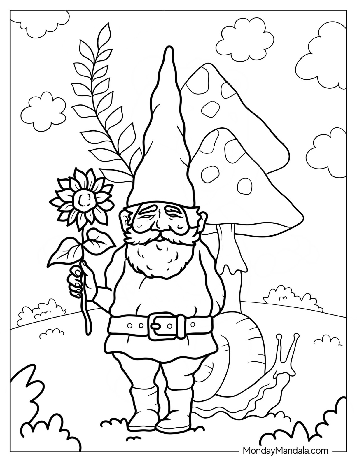 Gnome coloring pages free pdf printables