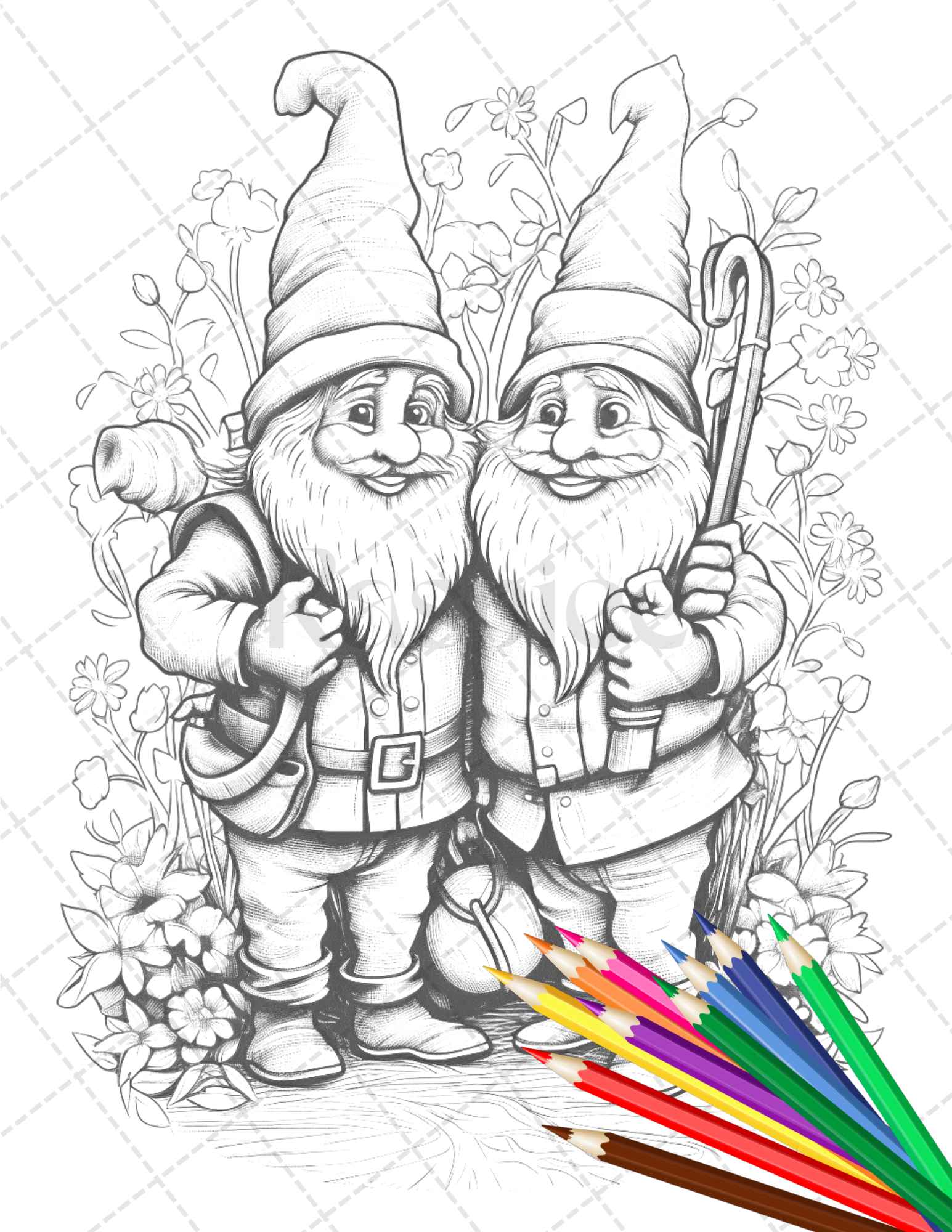 Gnome love coloring pages printable for adults grayscale coloring â coloring
