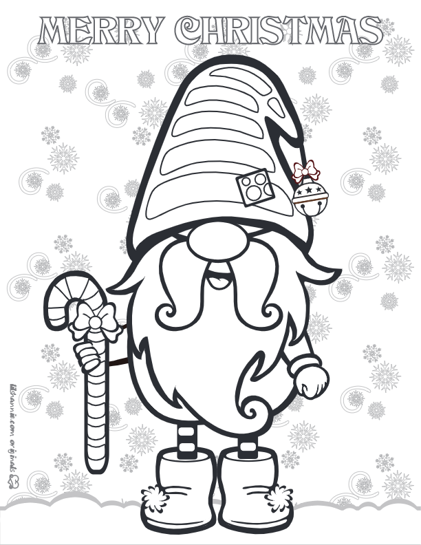 Christmas gnome coloring page