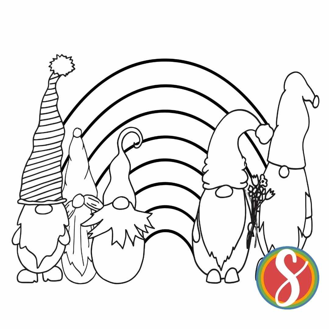 Free gnome coloring pages â stevie doodles