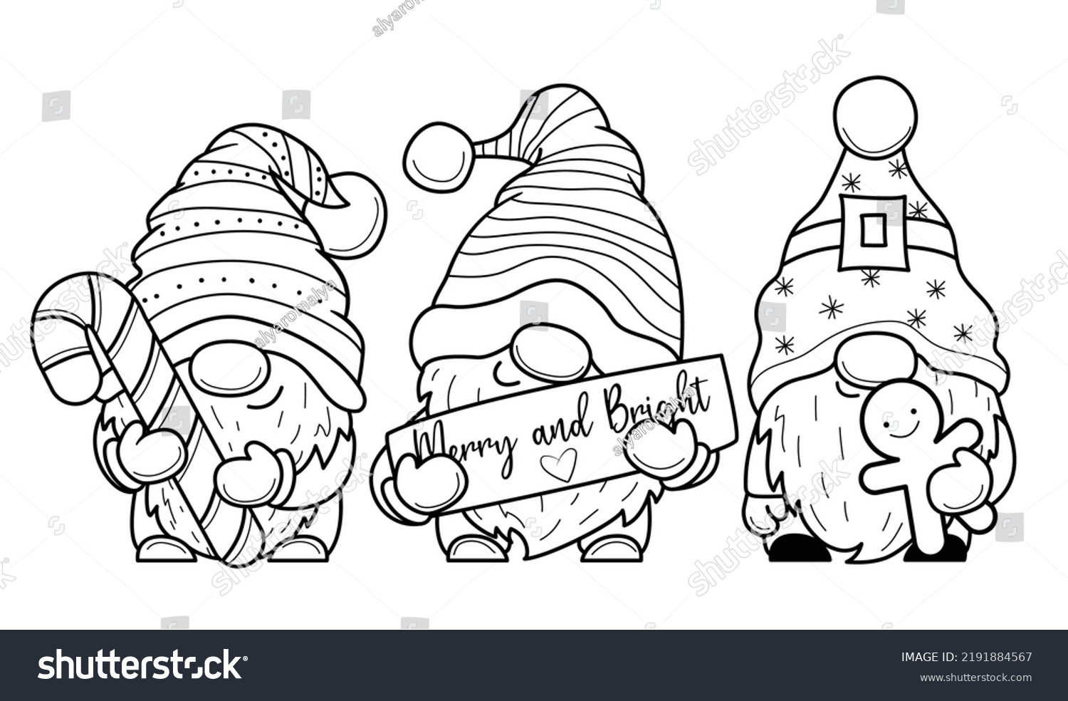 Cute cartoon christmas gnome gifts coloring stock vector royalty free