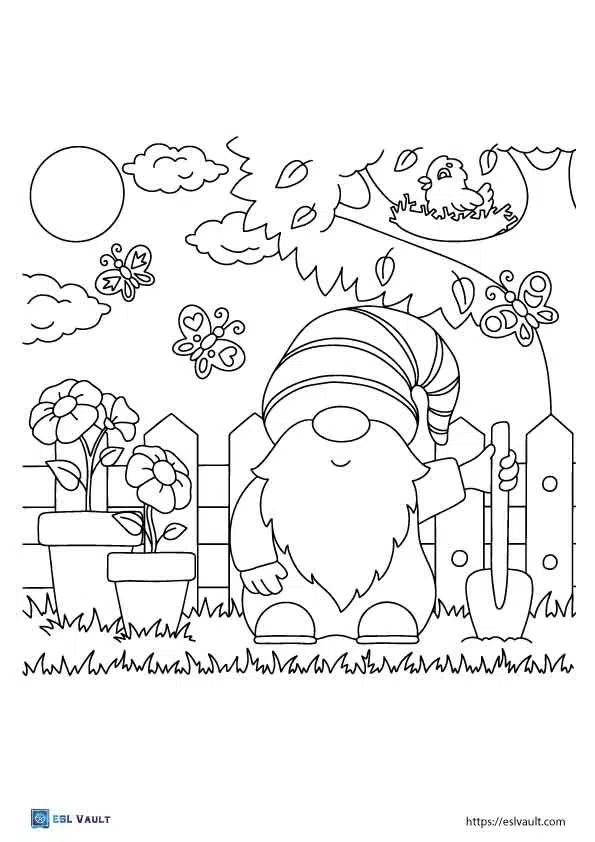 Free gnome coloring pages