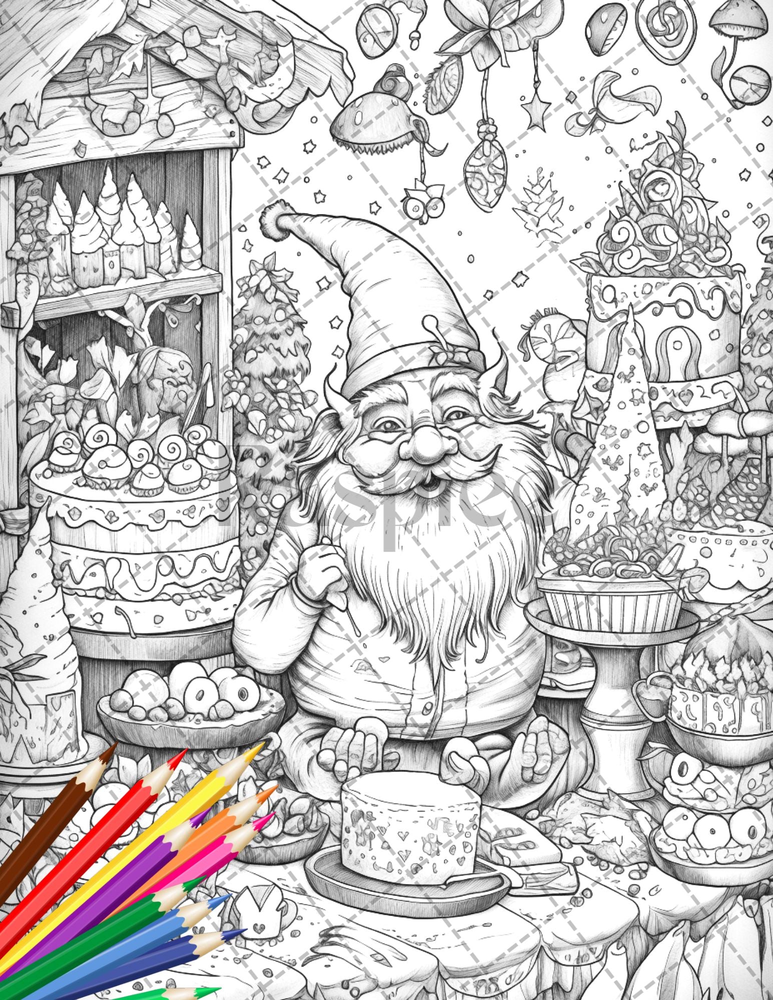 Enchanted gnome coloring pages printable for adults grayscale colo â coloring