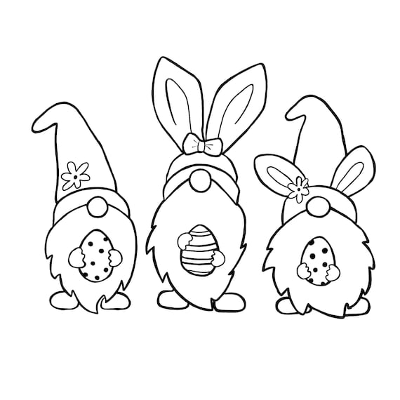 Easter bunny gnomes svg gnomes coloring page stencil sticker