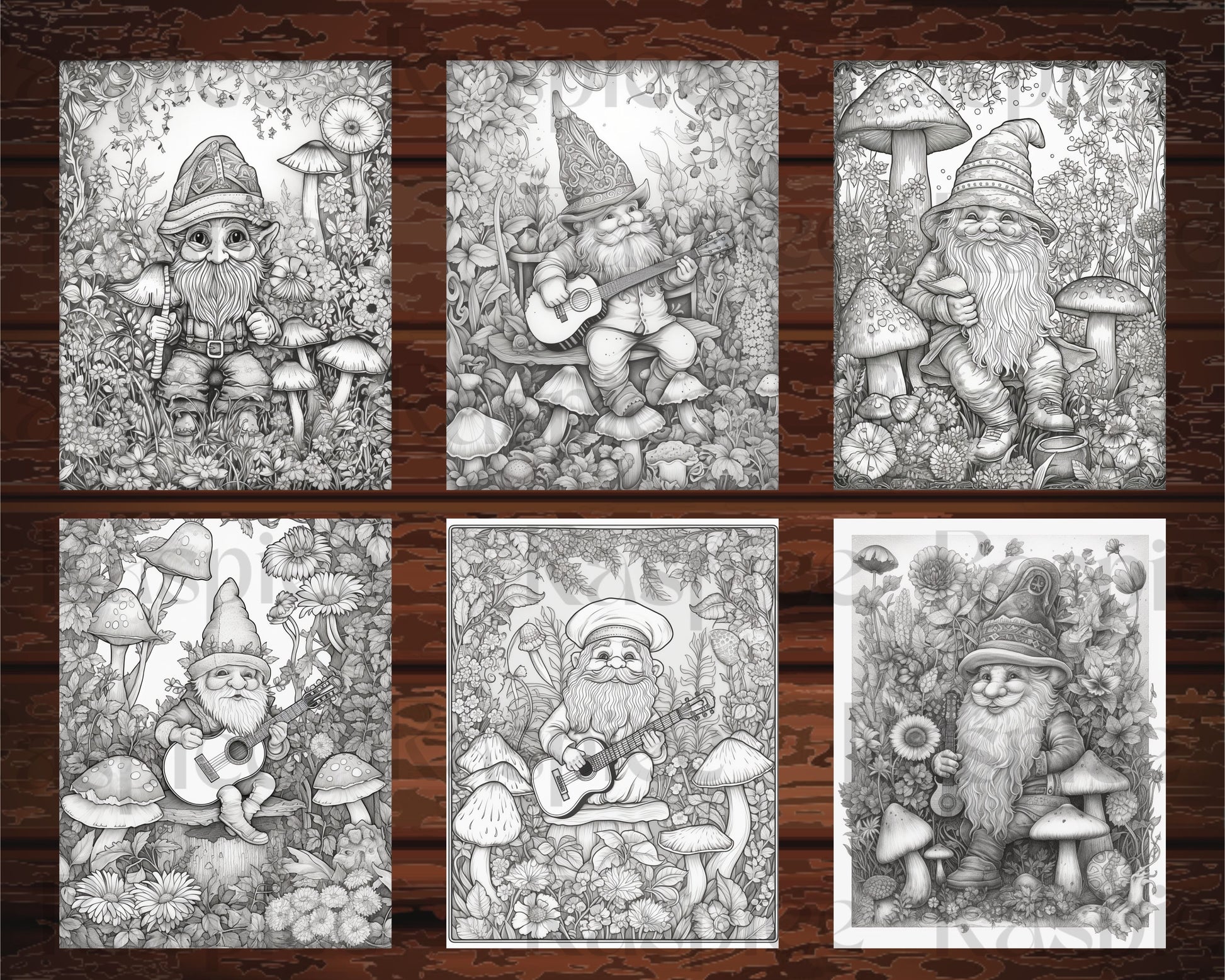 Enchanted gnome coloring pages printable for adults grayscale colo â coloring