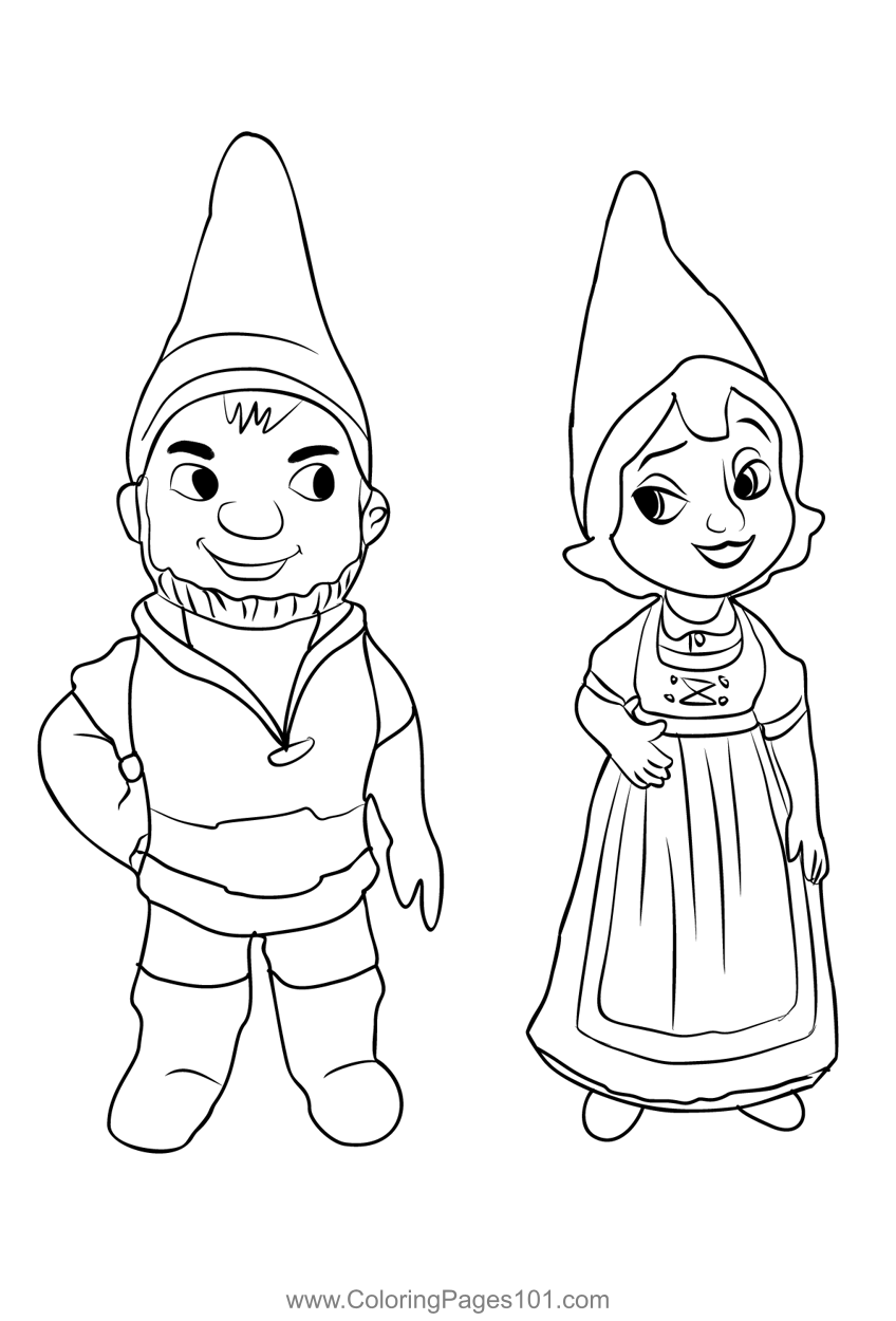 Gnomes coloring page for kids