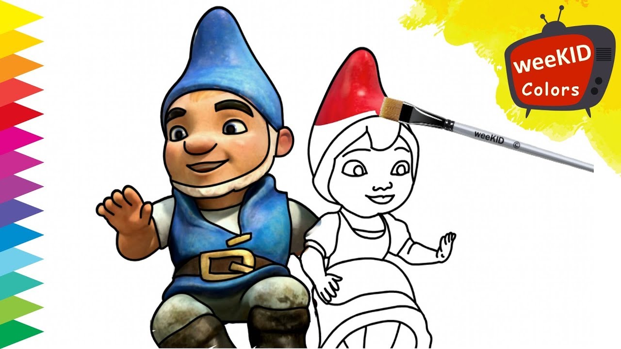 Colouring gnomeo and juliet sherlock gnomes coloring pages for kids learn colors