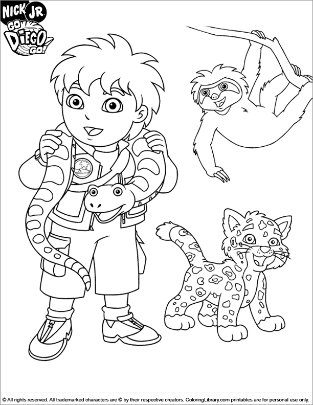 Go diego go coloring page