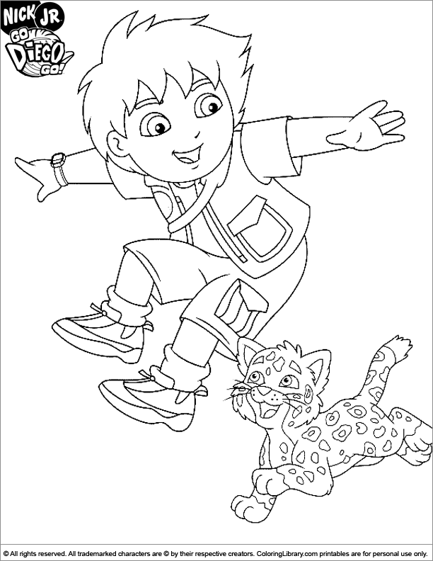 Go diego go colouring