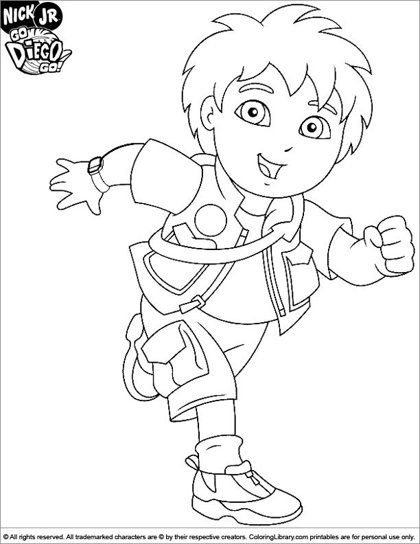 Go diego go coloring sheet diego having fun running coloring pages disney coloring pages cartoon coloring pages