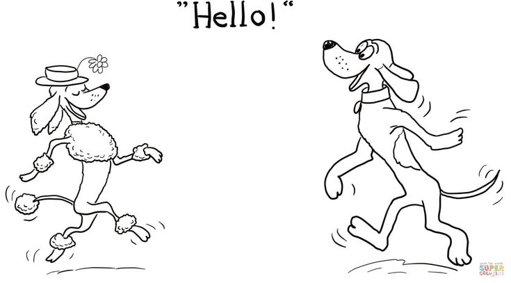 Dog says hello coloring page from go dog go category select from printable crâ coloring pages free printable coloring pages dog themed birthday party