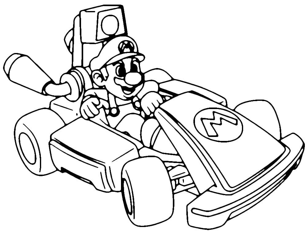 Drawing of mario kart coloring page