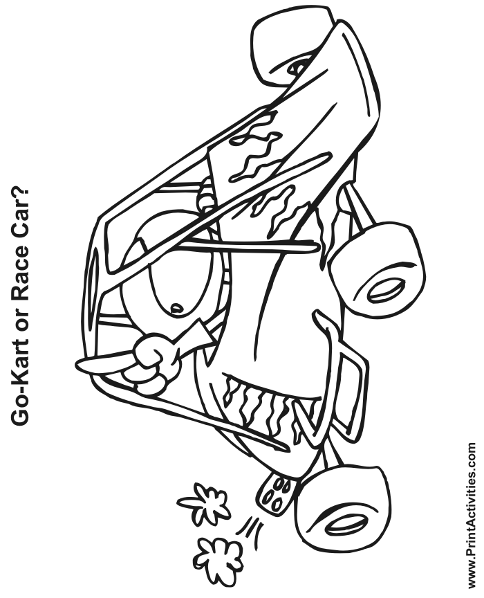 Go kart coloring page a racing kart