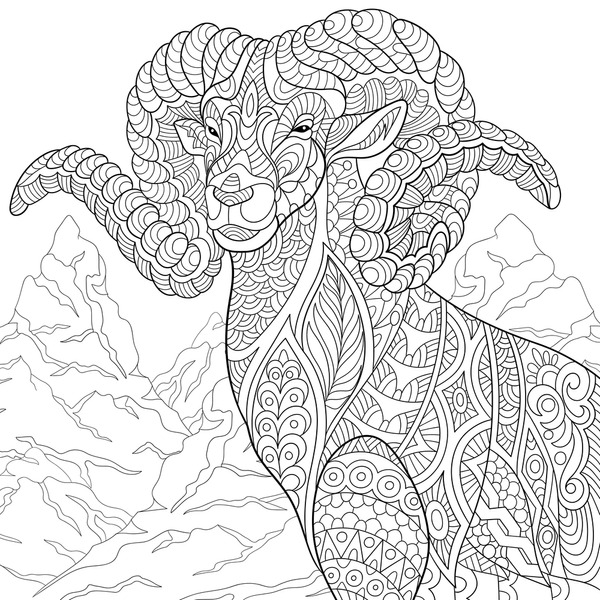 Hundred coloring page mountain goat royalty