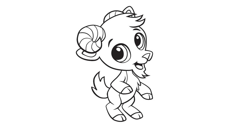 Baby goat coloring printable