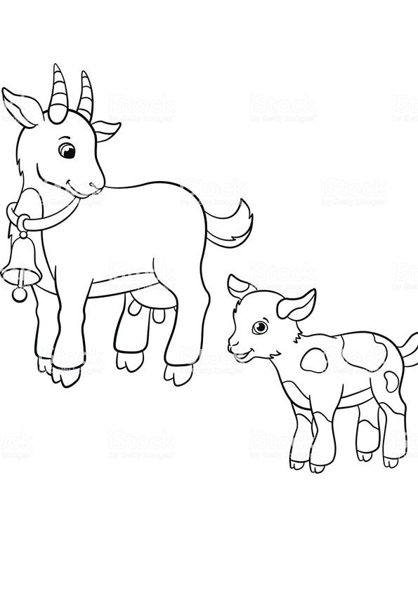 Baby goat with mother coloring page coloring pages dinosaur coloring pages drawing images for kids