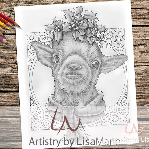 Christmas baby goat printable coloring page â artistry by lisa marie