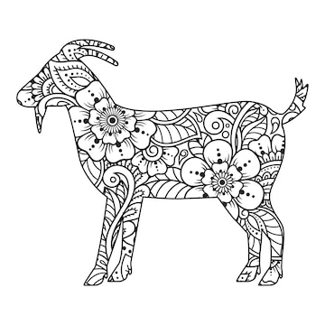 Premium vector goat coloring page for kids