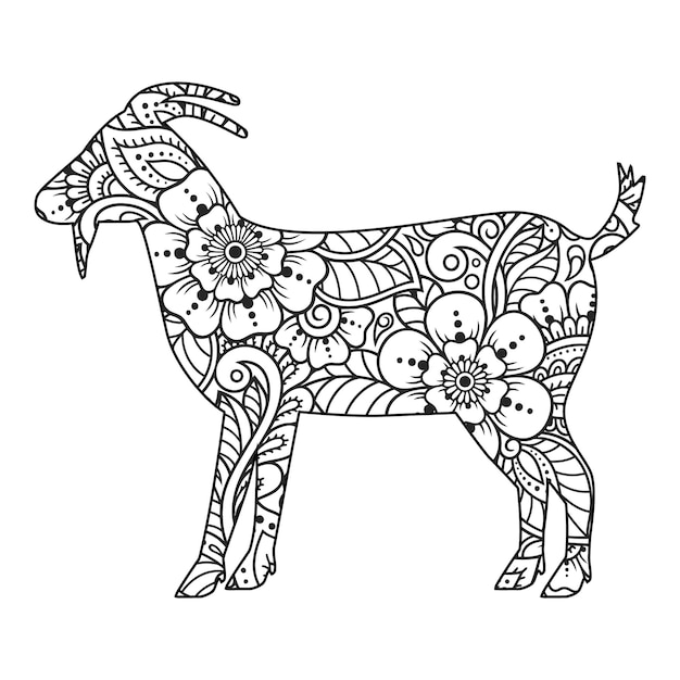 Premium vector goat coloring page for kids