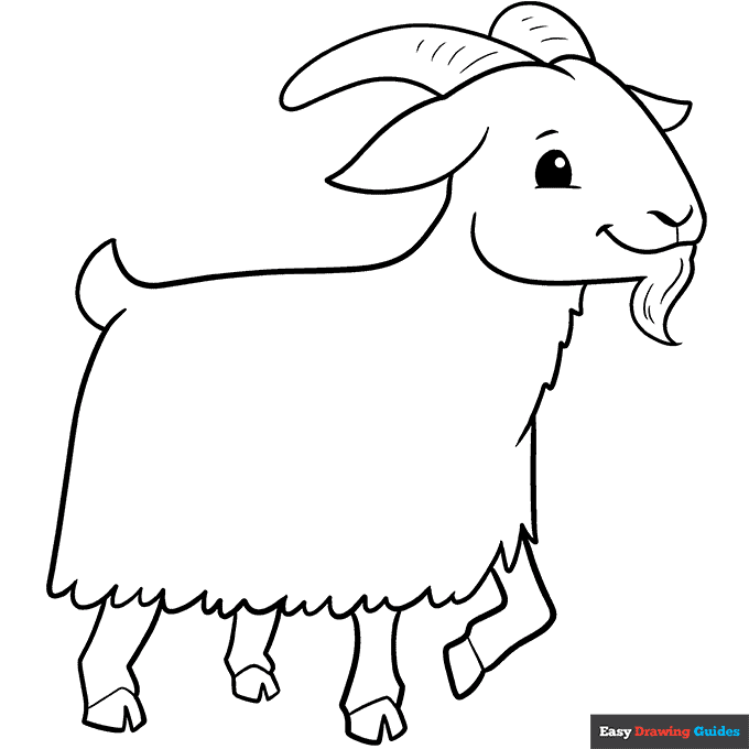 Cartoon goat coloring page easy drawing guides
