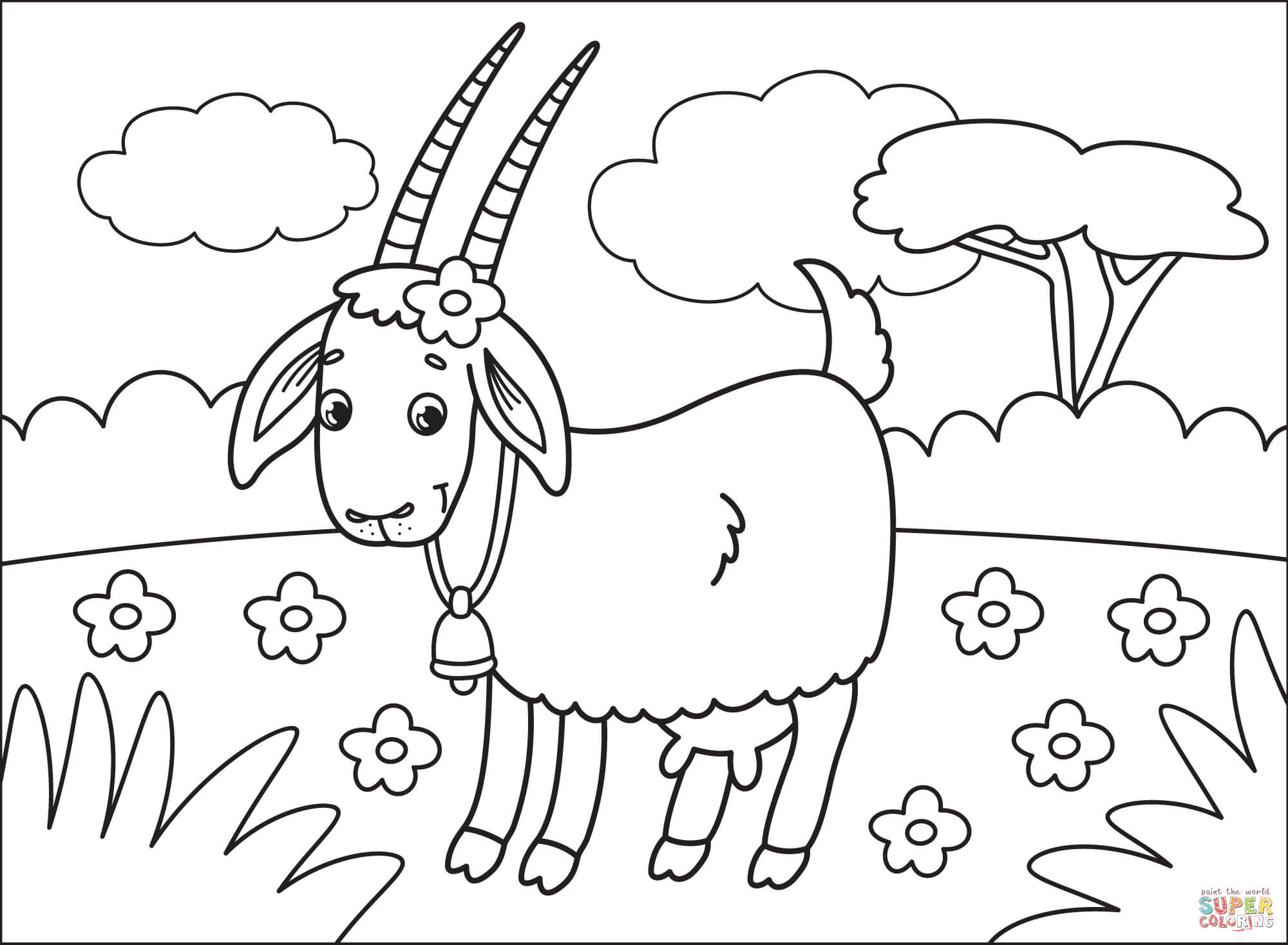 Goat coloring page free printable coloring pages