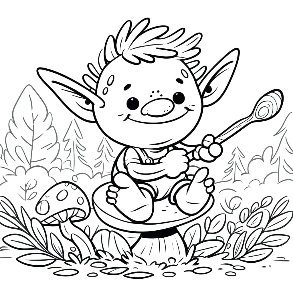 Cute goblin coloring page