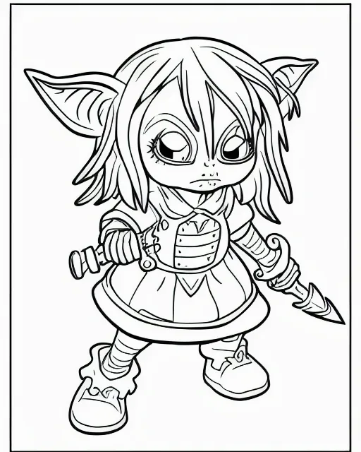 Fantasy themed coloring book image