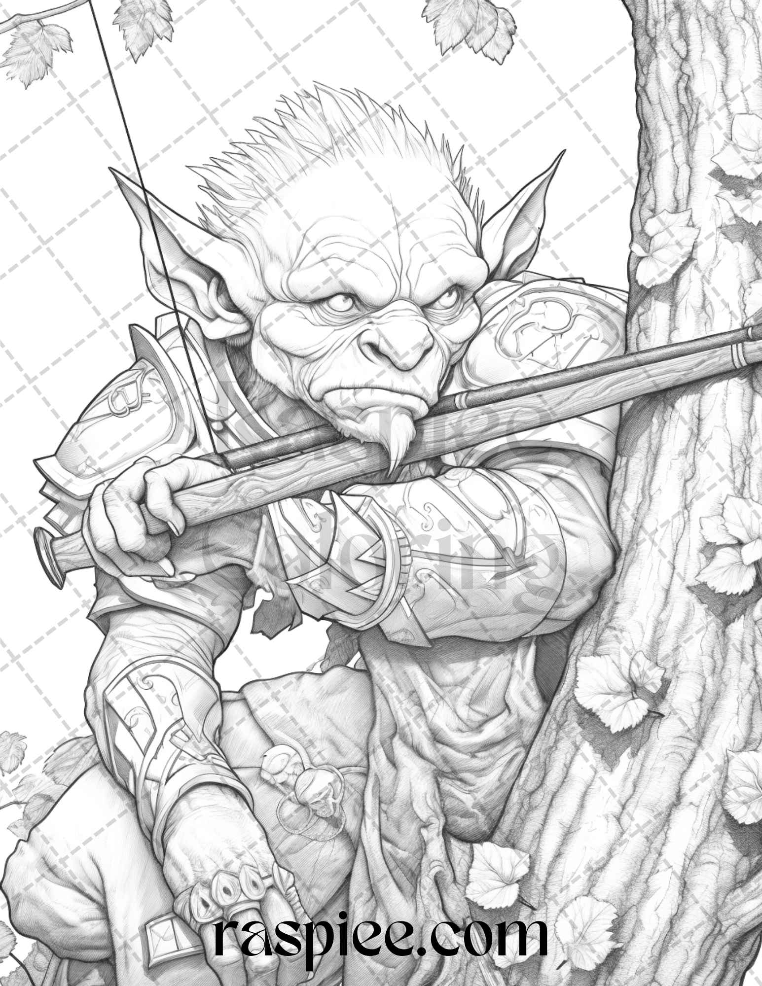 Fantasy goblins grayscale coloring pages printable for adults pdf fil â coloring