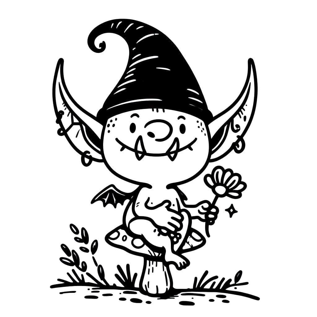 A cute goblin coloring page