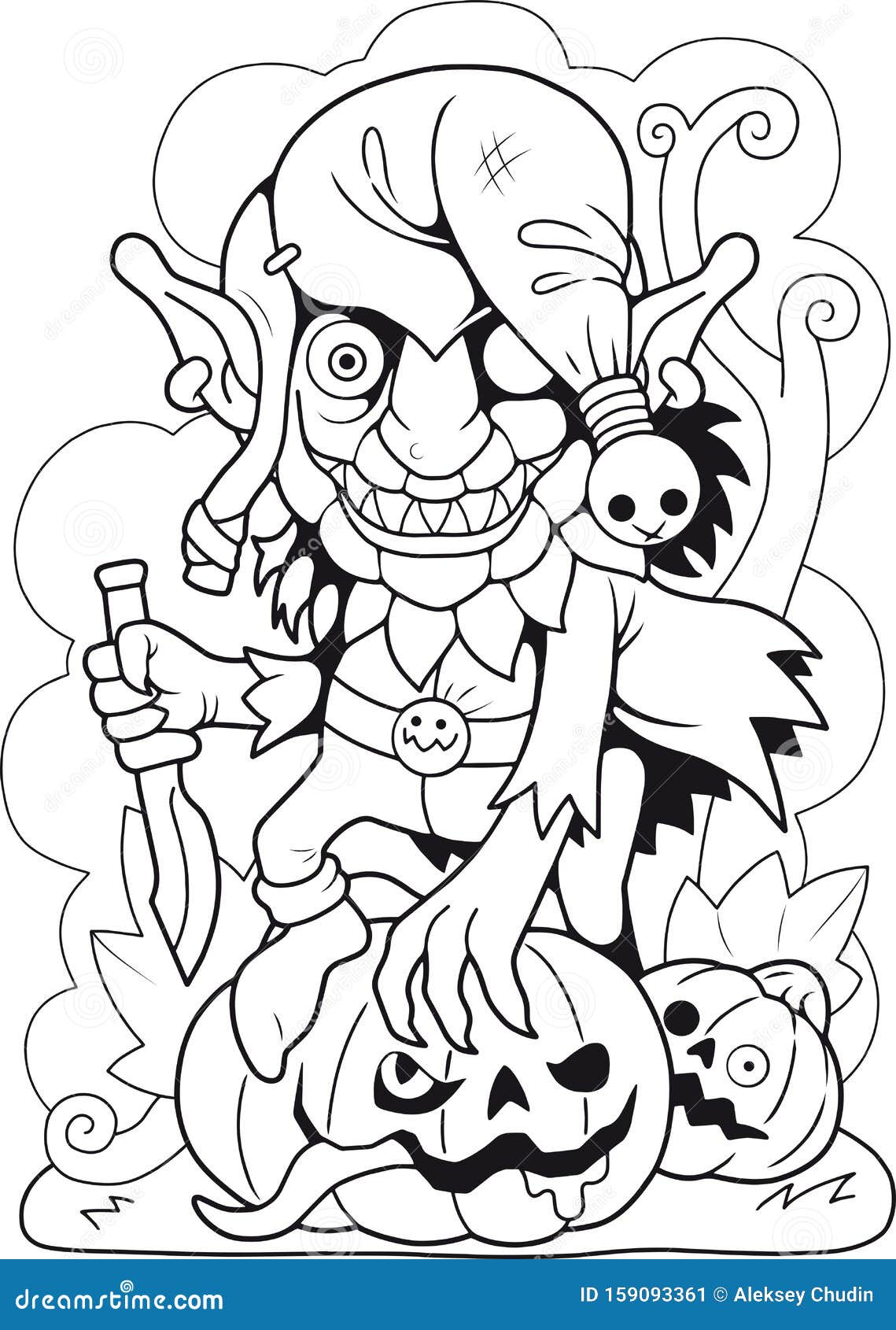 Little goblin coloring book funny illustration stock vector