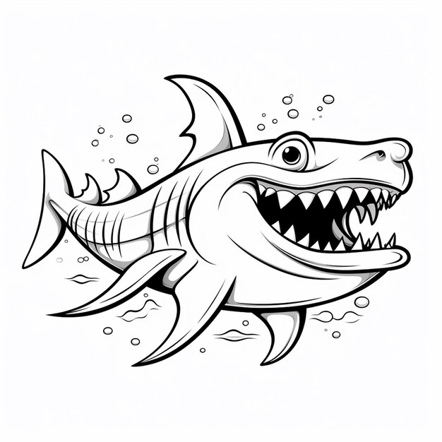 Premium ai image goblin shark hand drawn charm cute coloring book kawaii line art