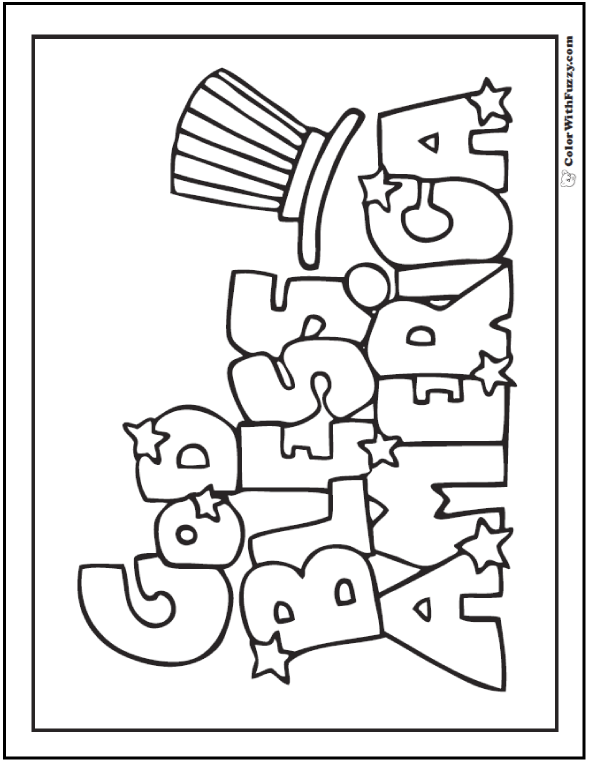 God bless america fourth of july coloring pages