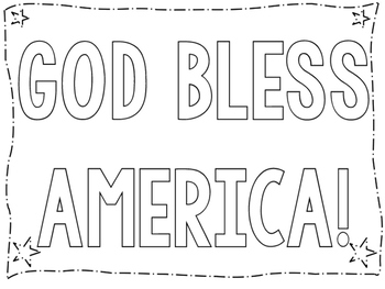 God bless america coloring poster by the music teacher store tpt