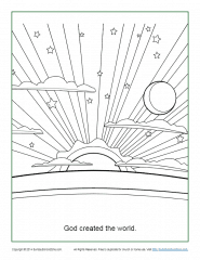God created the world coloring page