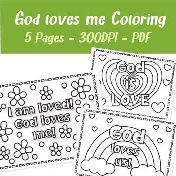 God loves me set funny coloring pages for adults and children pages