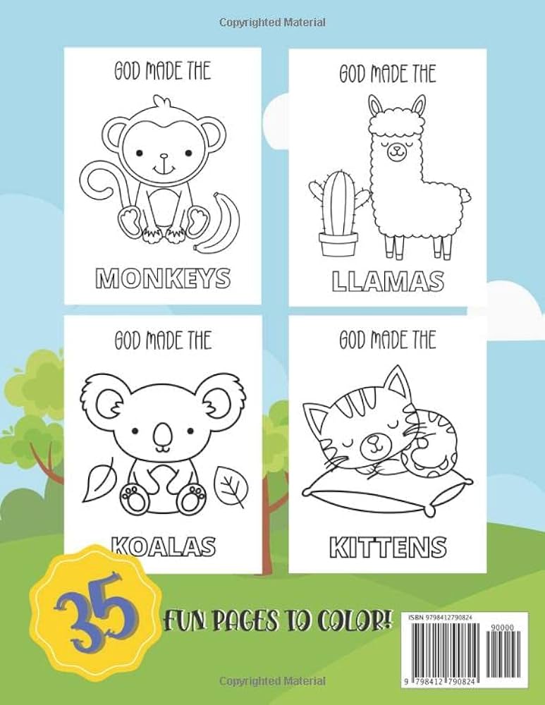 God made the animals faith based coloring book for preschoolerssunday school resource for kids age