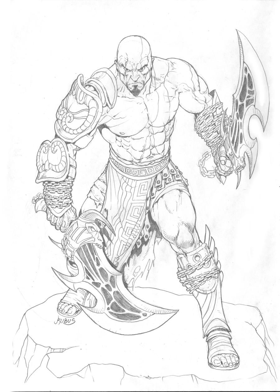 Kratos pencils by rubusthebarbarian on deviantart character drawing figure drawing warrior drawing